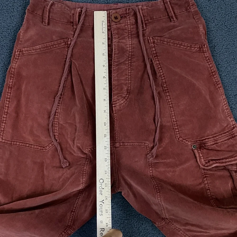 Free People Bay To Breakers Pants Womens XS Red Corduroy Cargo Drawstring Harem